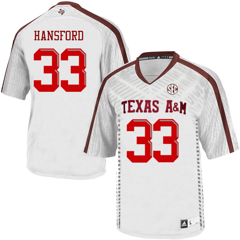 Men #33 Aaron Hansford Texas A&M Aggies College Football Jerseys Sale-White